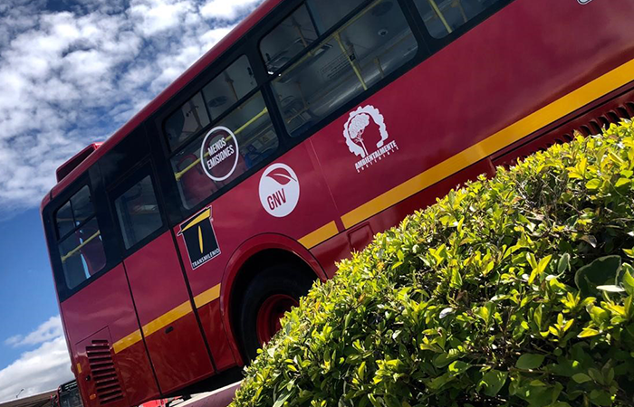 Transmilenio bus powered by NG (natural gas).